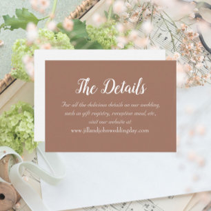 Mocha Simple Style Wedding Details Enclosure Card