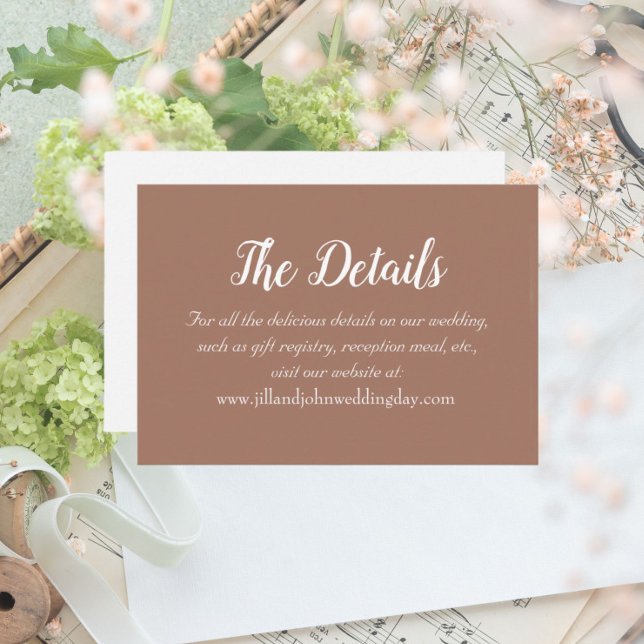 Mocha Simple Style Wedding Details Enclosure Card (In Situ Wedding)