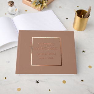 Mocha Simple Stylised Lettering Wedding Guest Book