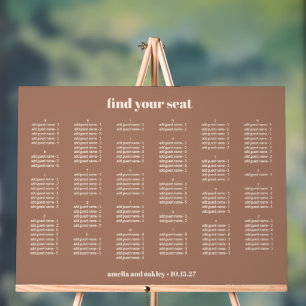 Mocha Simple Wedding Seating Chart Alphabetical