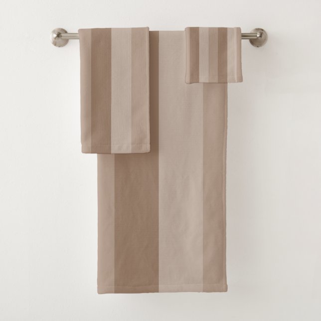 Mocha Striped Pattern  Bath Towel Set (Insitu)