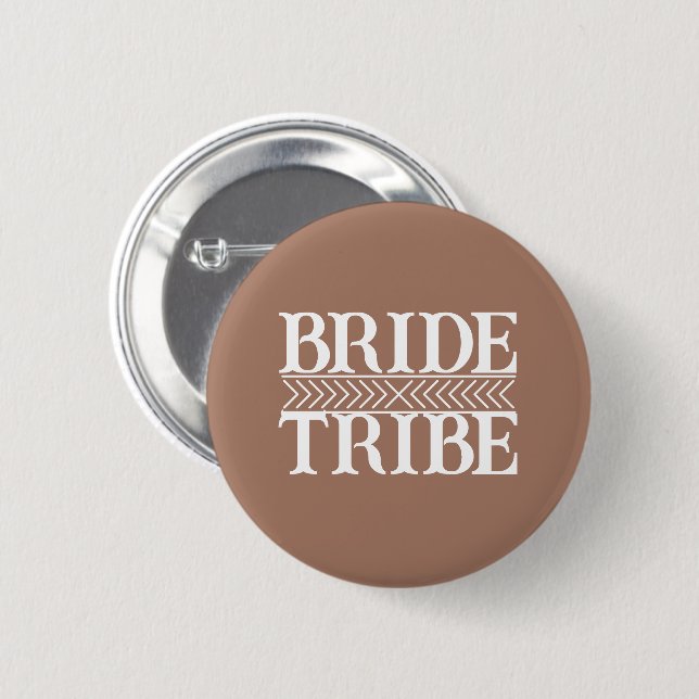 Mocha Stylised Bride Tribe 6 Cm Round Badge (Front & Back)