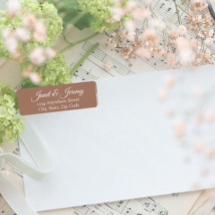 Mocha Stylised Names Wedding Return Address