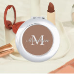 Mocha Stylised Wedding Bridesmaid Monogram Compact Mirror<br><div class="desc">A personalised compact mirror for your wedding bridesmaid or maid of honour that has her initial and name stylised on a trendy mocha colour background. Edit to replace initial and name. Select your compact mirror style.</div>