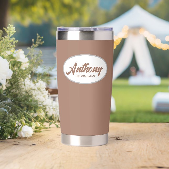 Mocha Stylised Wedding Groomsman Insulated Tumbler (Wedding (Rotated))