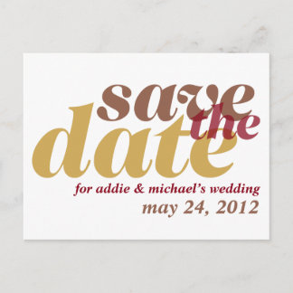 Mocha tan brown wedding announcement save the date postcard