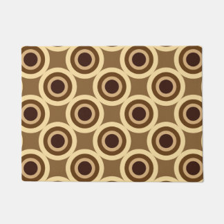 Mocha Taupe Retro Target Pattern - Mid Century Doormat
