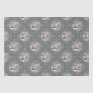 Mocha & Teal Abstract Accent Mandala Diamond Tile Tissue Paper