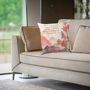 Mocha Verona Sunset Mountain Meadow Bible Verse Cushion