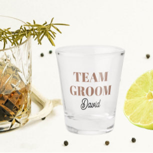 Mocha Wedding Team Groom Personalised Shot Glass