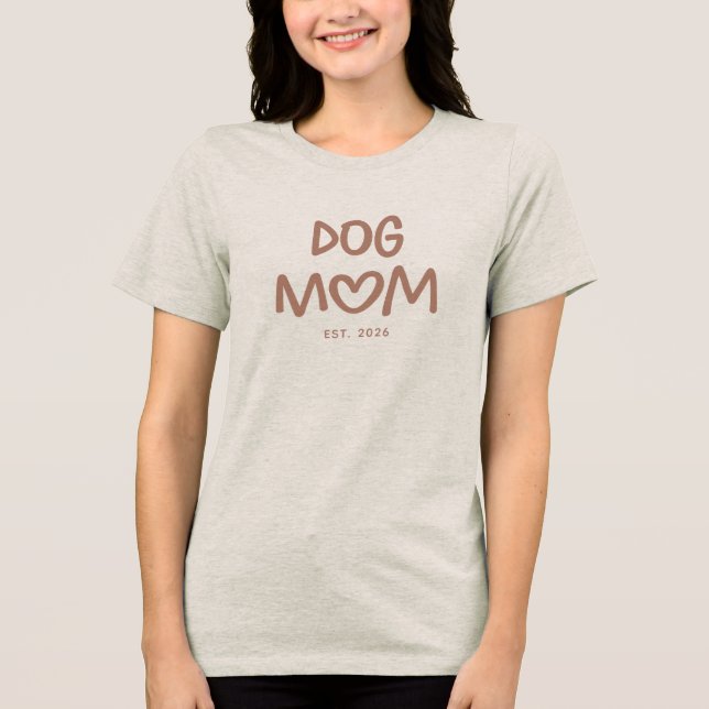 Mocha Whimsical Heart Typography Dog Mum Tri-Blend Shirt (Front)
