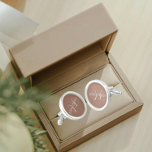 Mocha with White Stylised Monogram Cufflinks<br><div class="desc">A pair of sterling silver plated, round cufflinks for the fashionable man to match his outfit that feature a trendy, mocha brown colour along with his name printed in white, upper case letters and superimposed with white, stylised initials. Personalise your cufflinks by editing and replacing name and initials as desired....</div>