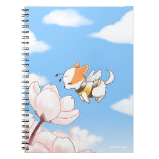 Mochi Bee Bumble Bee Doggy Puppy and Sakura  Notebook
