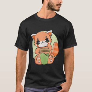 Mochi Drink Red Panda Kawaii Warabi Milk Tea Boba T-Shirt