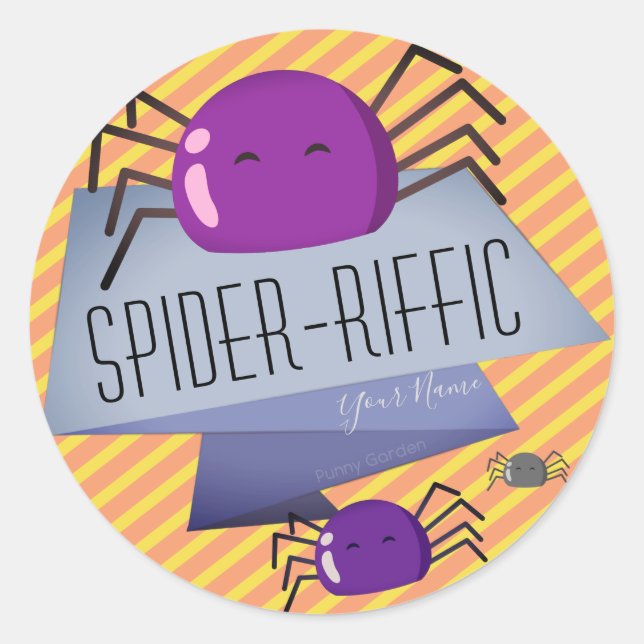 Mochi Halloween - Fun Purple Spider Spider-riffic Classic Round Sticker (Front)