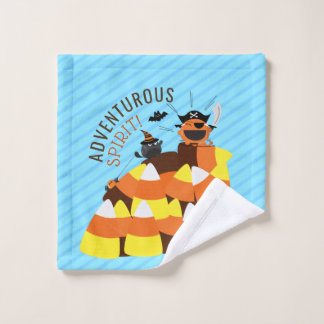 Mochi Halloween - Happy Pirate Climbs Mountain Wash Cloth