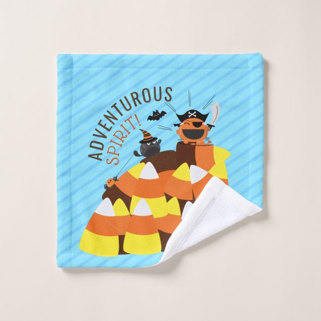 Mochi Halloween - Happy Pirate Climbs Mountain Wash Cloth (Wash Cloth)