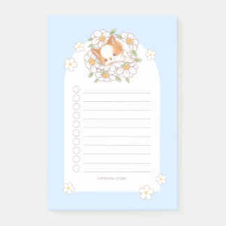Mochi Puppy Sleeping on Flowers Cute Kawaii Post-it Notes