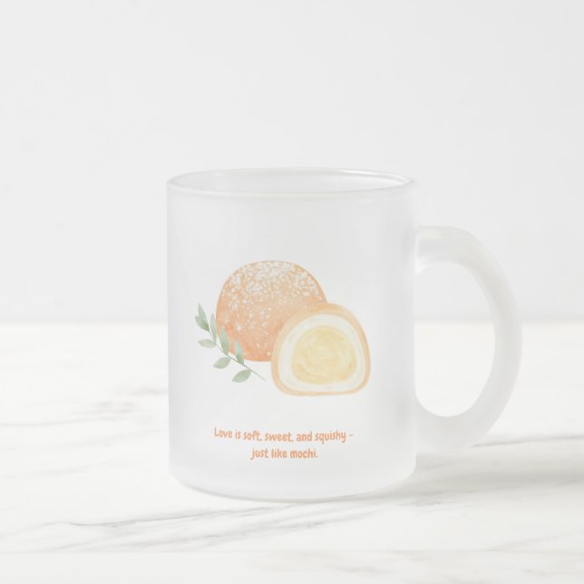 Mochi-sweet and full of love!  frosted glass coffee mug (Right)