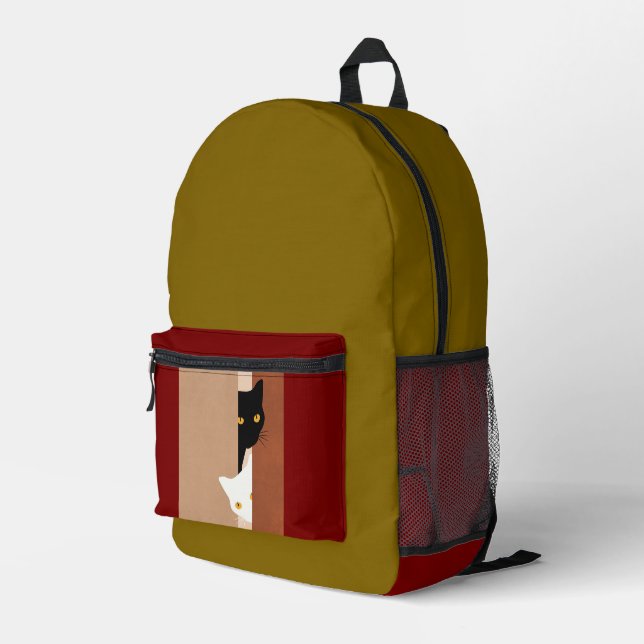 Mochila Dos Gatos Asomados Printed Backpack (Back Corner Right)