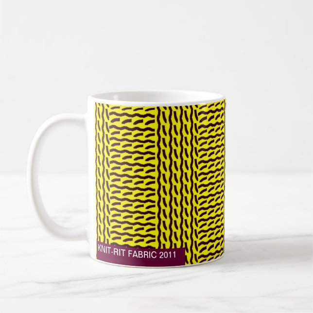Mock knit - rib stitch, yellow/dark brown - mug (Left)