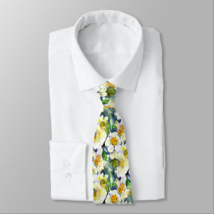 Mock Orange Seamless Floral Pattern Tie