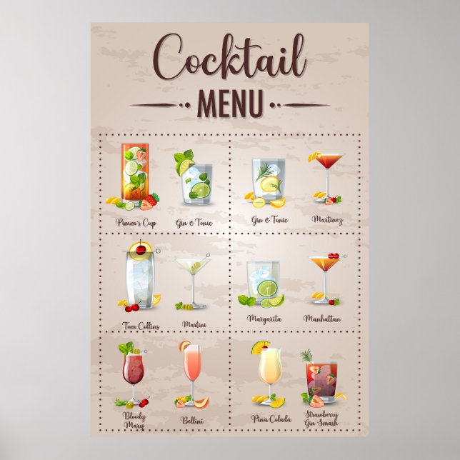 Mock tail menu poster (Front)