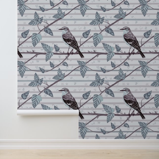 Mocking Bird and Yellow Flowers Wallpaper (Application)