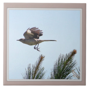 Mockingbird in Flight Decorative Tile