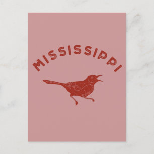 Mockingbird Mississippi State Bird Maroon Postcard