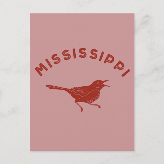 Mockingbird Mississippi State Bird Maroon Postcard (Front)