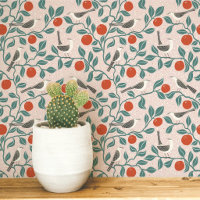 Mockingbird Orange Blossom Bird Flower Blush Pink