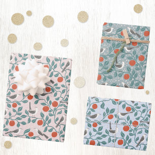 Mockingbird Orange Blossom Bird Flower Botanical Wrapping Paper Sheet