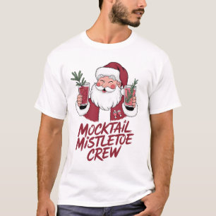 Mocktail Mistletoe Sober Santa Crew T-Shirt