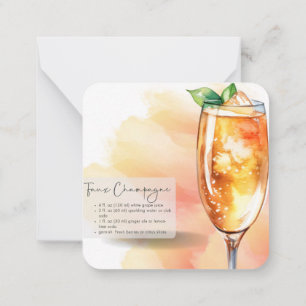 Mocktail Recipe Faux Champagne Party Favour  Card