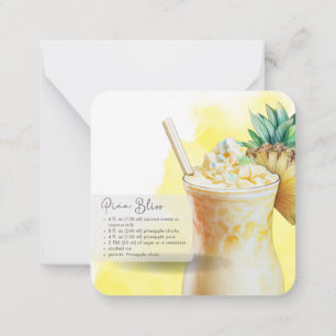 Mocktail Recipe Piña Colada Party Favour  Card