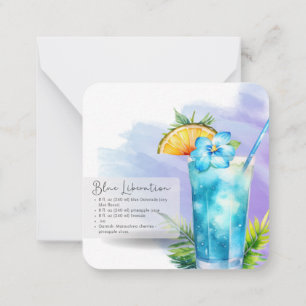Mocktail Recipe Virgin Blue Lagoon Party Favour Card