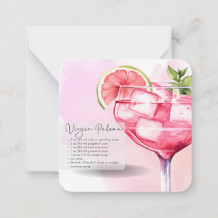 Mocktail Recipe Virgin Paloma Party Favour  Card