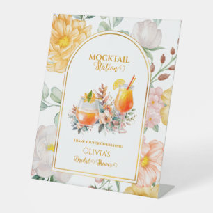 Mocktail Station Floral Bridal Shower Drink Bar Pedestal Sign