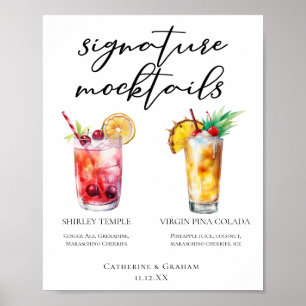 Mocktails Menu Shirley Temple Piña Colada Poster