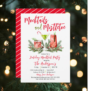 Mocktails & Mistletoe Festive Drinks Holiday Party Invitation