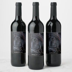 Mockup Elegant Black Horse Custom Wine Label