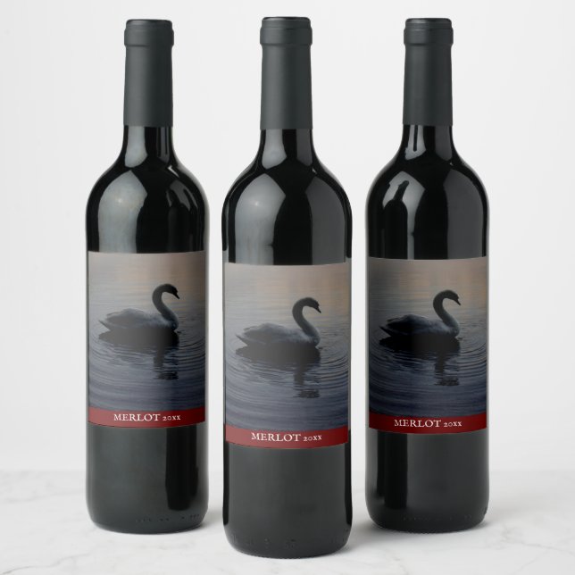 Mockup Elegant Swan Custom Wine Label (Bottles)
