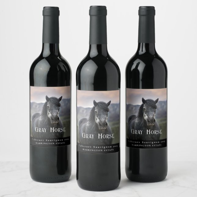 Mockup Gray Horse Custom Wine Labels (Bottles)
