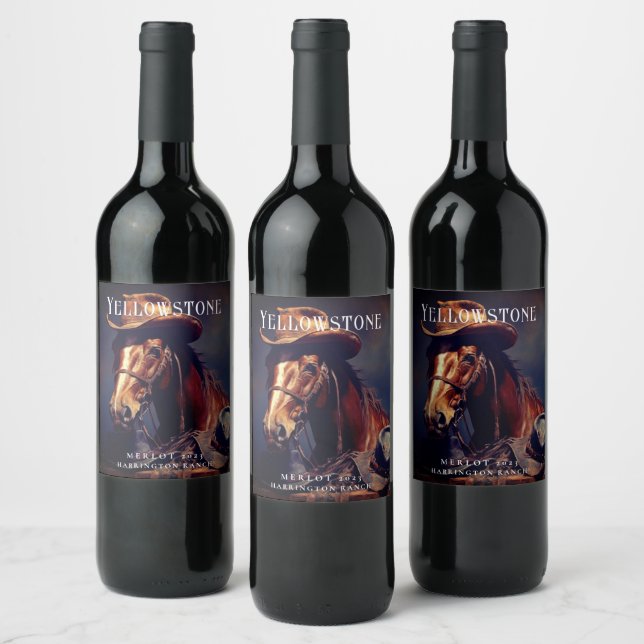 Mockup Horse and Western Hats Custom Wine Labels (Bottles)