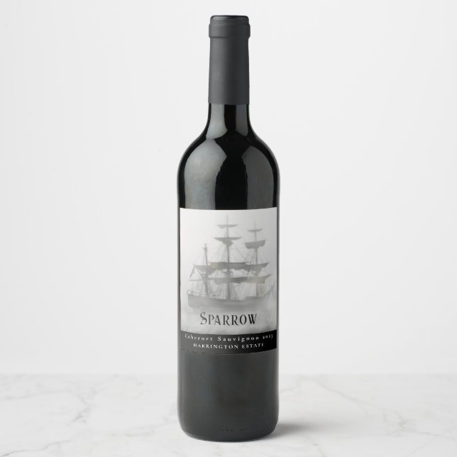 Mockup Pirate Ship Custom Wine Labels (Front)