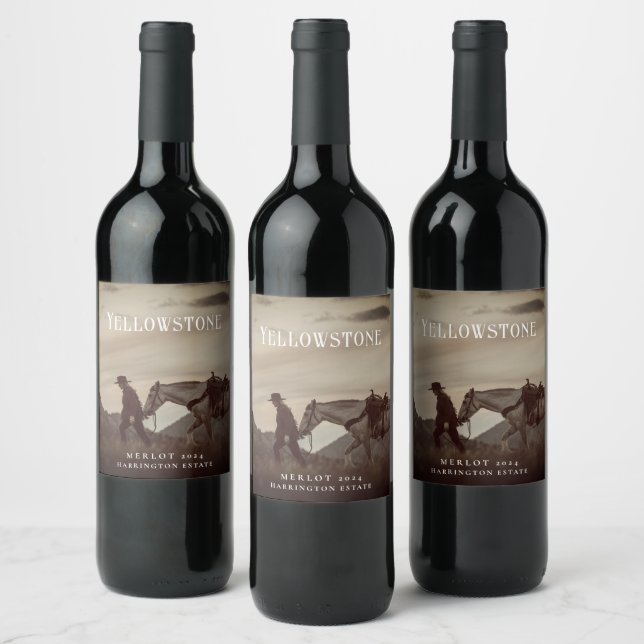 Mockup Ranch, Horse, Sunset Custom Wine Labels (Bottles)