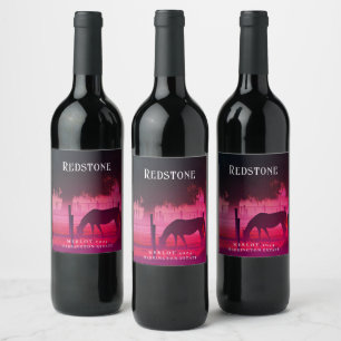 Mockup Ranch, Horse, Sunset Custom Wine Labels