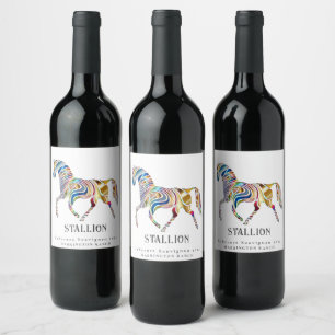 Mockup Stallion Horse Art Custom Wine Labels