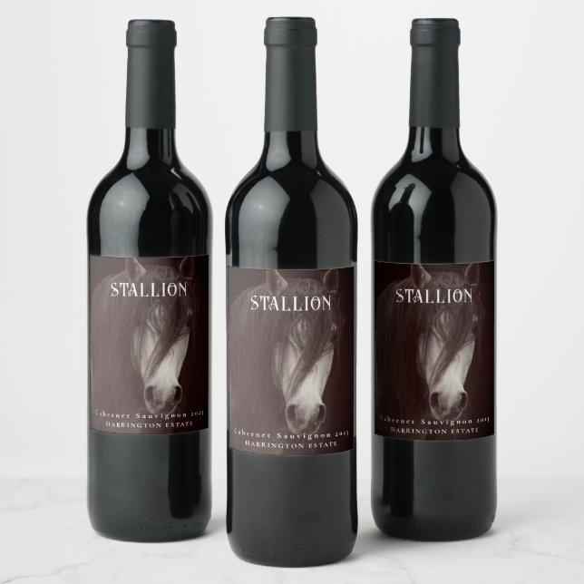 Mockup Stallion Horse Custom Wine Labels (Bottles)
